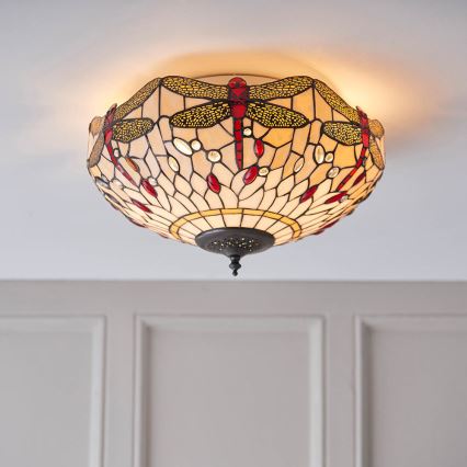 Endon 70723 - Plafonsko svetlo Tiffany DRAGONFLY 2xE27/60W/230V prečnik 41 cm