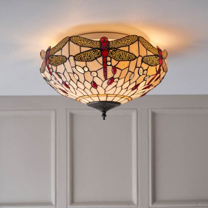 Endon 70723 - Plafonsko svetlo Tiffany DRAGONFLY 2xE27/60W/230V prečnik 41 cm