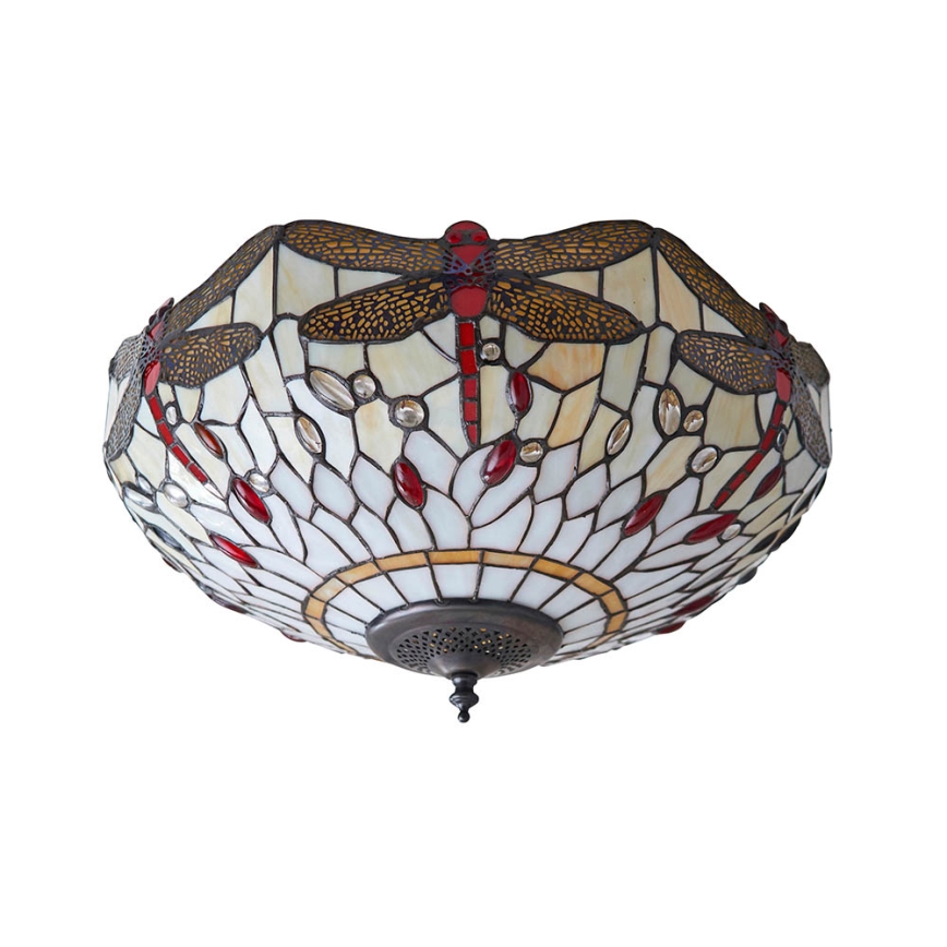 Endon 70723 - Plafonsko svetlo Tiffany DRAGONFLY 2xE27/60W/230V prečnik 41 cm