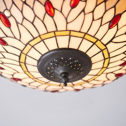 Endon 70723 - Plafonsko svetlo Tiffany DRAGONFLY 2xE27/60W/230V prečnik 41 cm