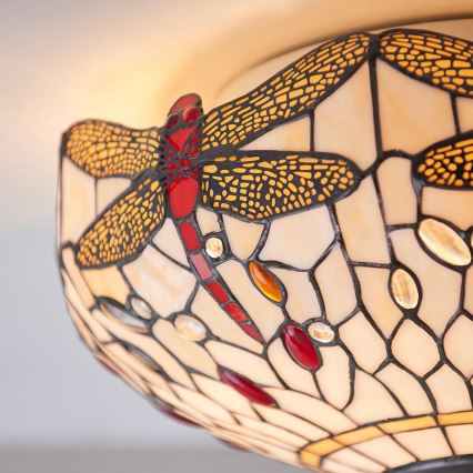 Endon 70723 - Plafonsko svetlo Tiffany DRAGONFLY 2xE27/60W/230V prečnik 41 cm