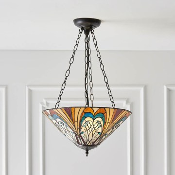 Endon 70750 - Luster na lancu Tiffany HECTOR 3xE27/60W/230V, prečnik 40 cm