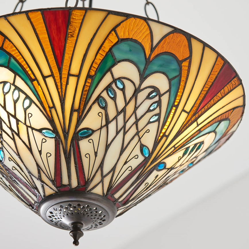 Endon 70750 - Luster na lancu Tiffany HECTOR 3xE27/60W/230V, prečnik 40 cm