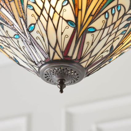 Endon 70750 - Luster na lancu Tiffany HECTOR 3xE27/60W/230V, prečnik 40 cm