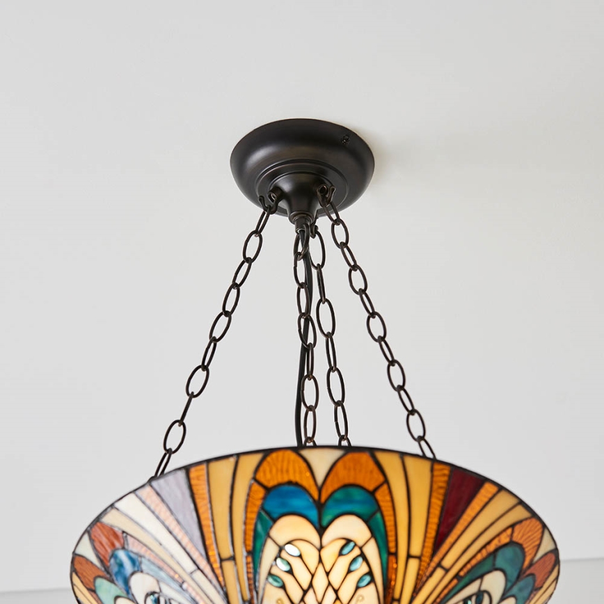 Endon 70750 - Luster na lancu Tiffany HECTOR 3xE27/60W/230V, prečnik 40 cm