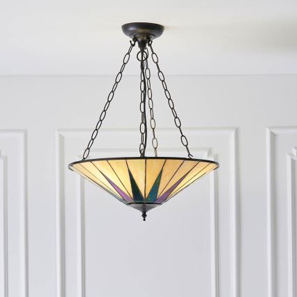 Endon 70754 - Luster na lancu Tiffany DARK STAR 3xE27/60W/230V prečnik 49 cm