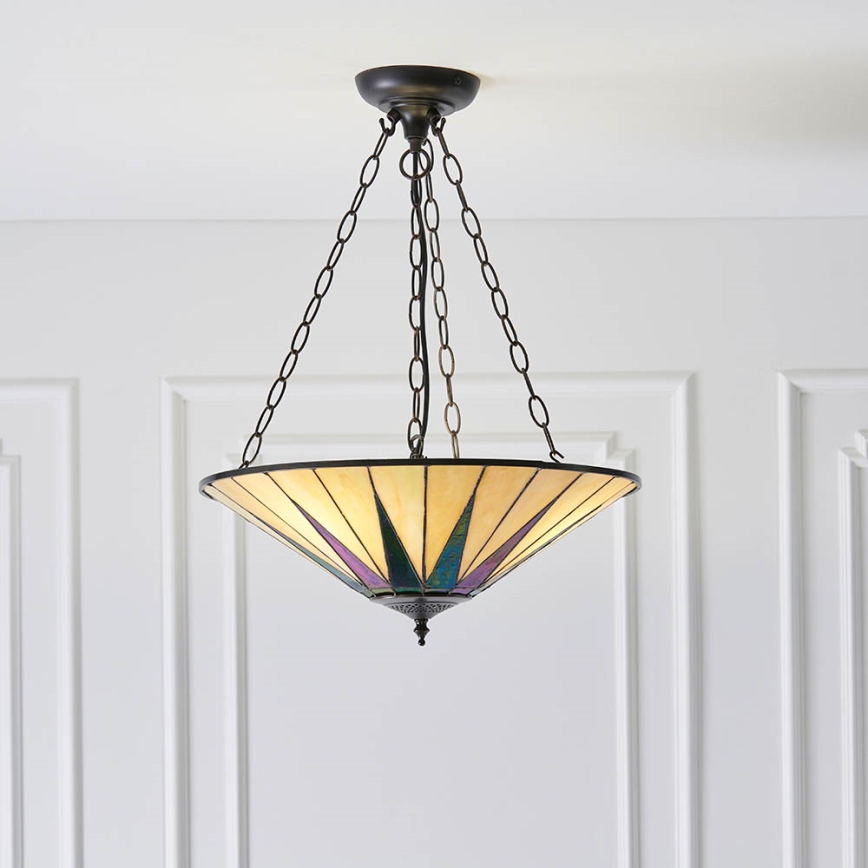 Endon 70754 - Luster na lancu Tiffany DARK STAR 3xE27/60W/230V prečnik 49 cm
