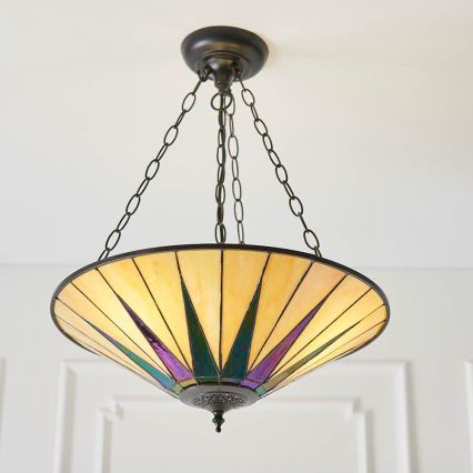 Endon 70754 - Luster na lancu Tiffany DARK STAR 3xE27/60W/230V prečnik 49 cm
