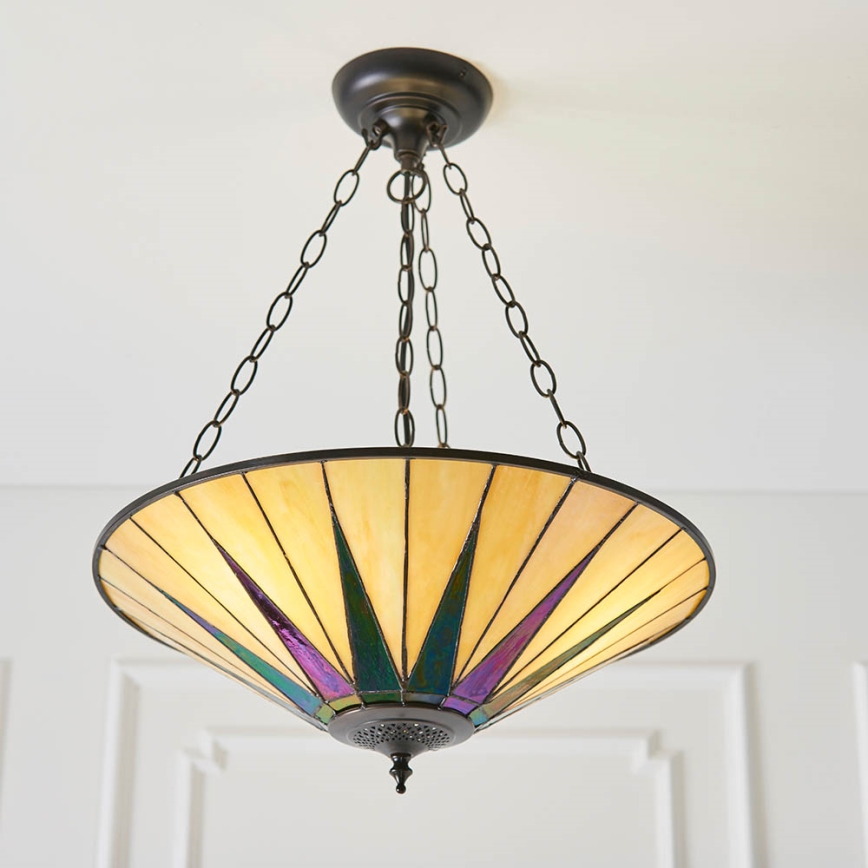 Endon 70754 - Luster na lancu Tiffany DARK STAR 3xE27/60W/230V prečnik 49 cm