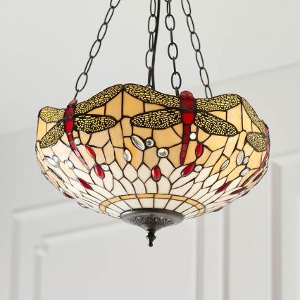 Endon 70759 - Luster na lancu Tiffany DRAGONFLY 3xE27/60W/230V Ø 41 cm