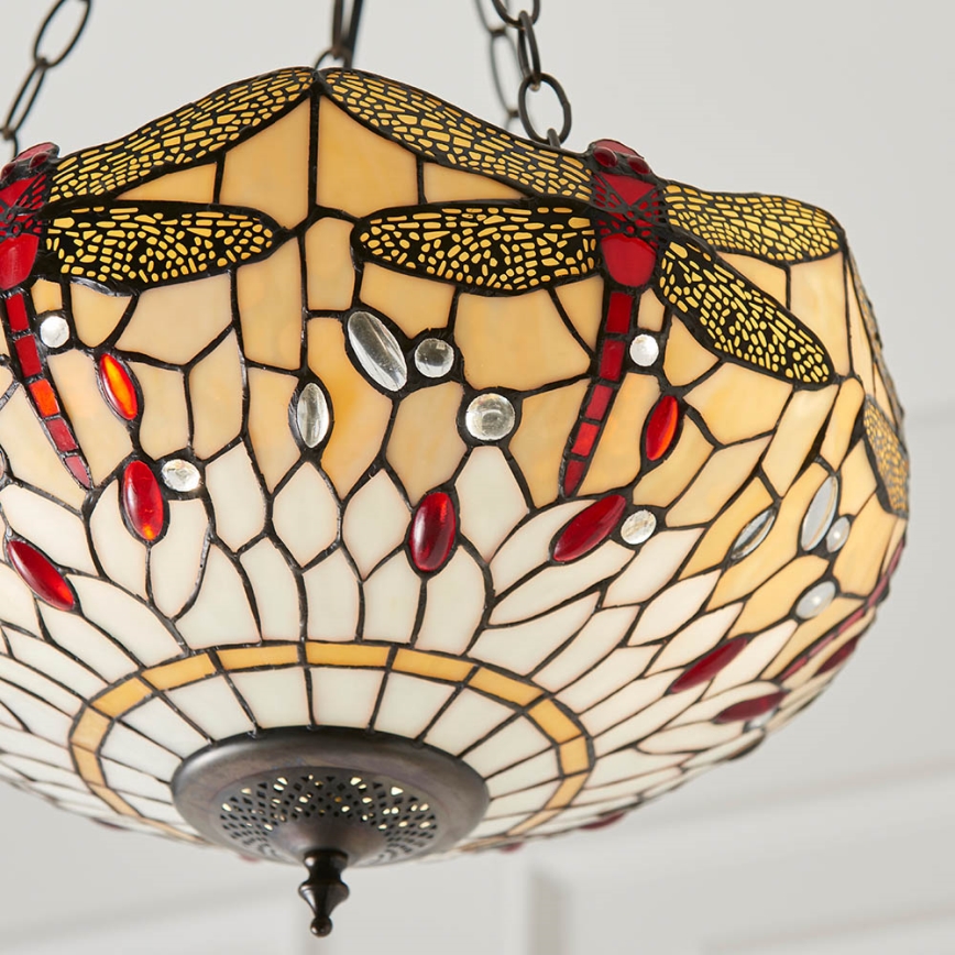 Endon 70759 - Luster na lancu Tiffany DRAGONFLY 3xE27/60W/230V Ø 41 cm