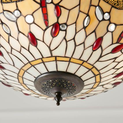 Endon 70759 - Luster na lancu Tiffany DRAGONFLY 3xE27/60W/230V Ø 41 cm