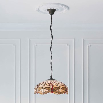 Endon 70824 - Luster na lancu Tiffany DRAGONFLY 3xE27/60W/230V prečnik 41 cm