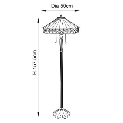 Endon 70936 - Stojeća lampa Tiffany FARGO 2xE27/60W/230V prečnika 50 cm