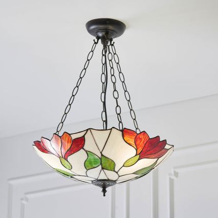 Endon 70946 - Luster na lancu Tiffany BOTANICA 3xE27/60W/230V prečnik 45 cm
