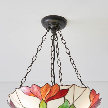 Endon 70946 - Luster na lancu Tiffany BOTANICA 3xE27/60W/230V prečnik 45 cm