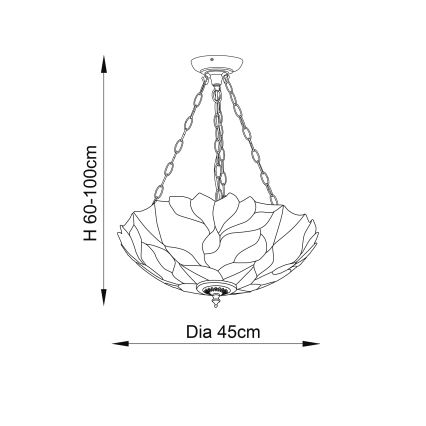 Endon 70946 - Luster na lancu Tiffany BOTANICA 3xE27/60W/230V prečnik 45 cm