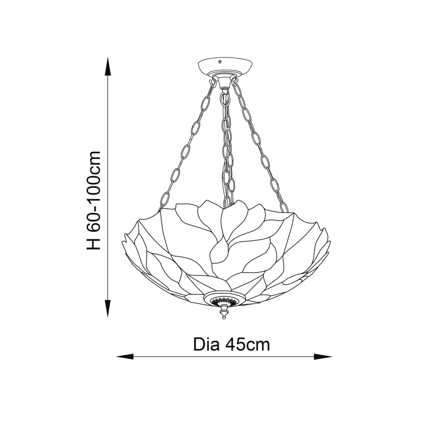 Endon 70946 - Luster na lancu Tiffany BOTANICA 3xE27/60W/230V prečnik 45 cm