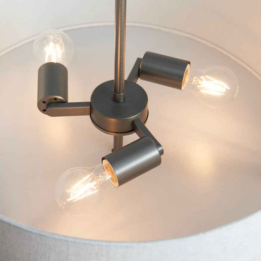 Endon 72635 - Luster na šipci HAYFIELD 3xE27/40W/230V mat hrom/siva