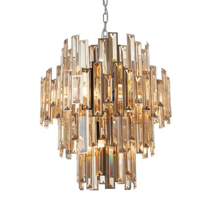 Endon 72744 - Kristalni luster na lancu VIVIANA 12xE14/40W/230V sjajni hrom/dimna