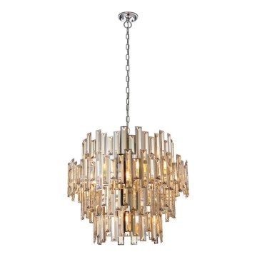 Endon 72746 - Kristalni luster na lancu VIVIANA 15xE14/40W/230V sjajni hrom/zadimljeni kristal