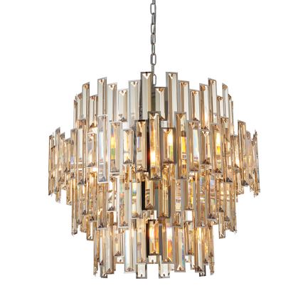 Endon 72746 - Kristalni luster na lancu VIVIANA 15xE14/40W/230V sjajni hrom/zadimljeni kristal
