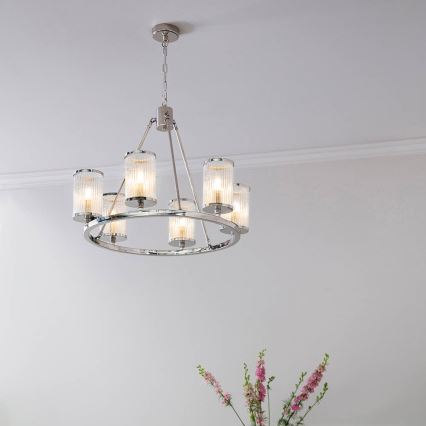 Endon 74128 - Luster na lancu EASTON 6xE14/6W/230V sjajni hrom