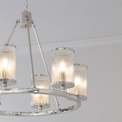 Endon 74128 - Luster na lancu EASTON 6xE14/6W/230V sjajni hrom