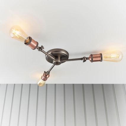 Endon 76124 - Spot svetiljka HAL 3xE27/10W/230V mat hrom/bakrena