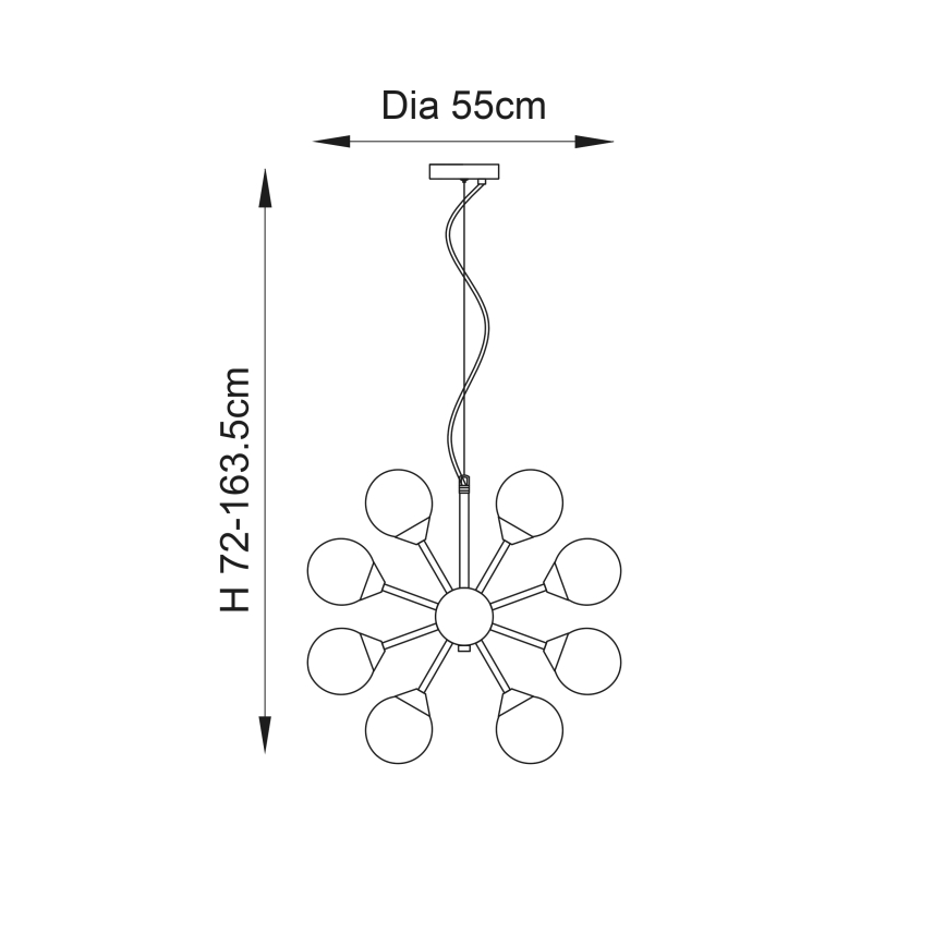 Endon 76499 - Luster na sajli OSCAR 28xG9/18W/230V zlatna