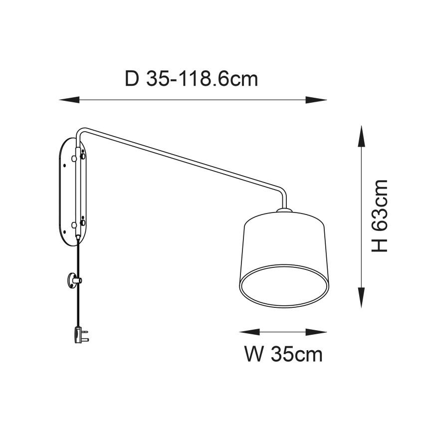 Endon 79380 - Zidna lampa CARLSON 1xE27/40W/230V siva/crna