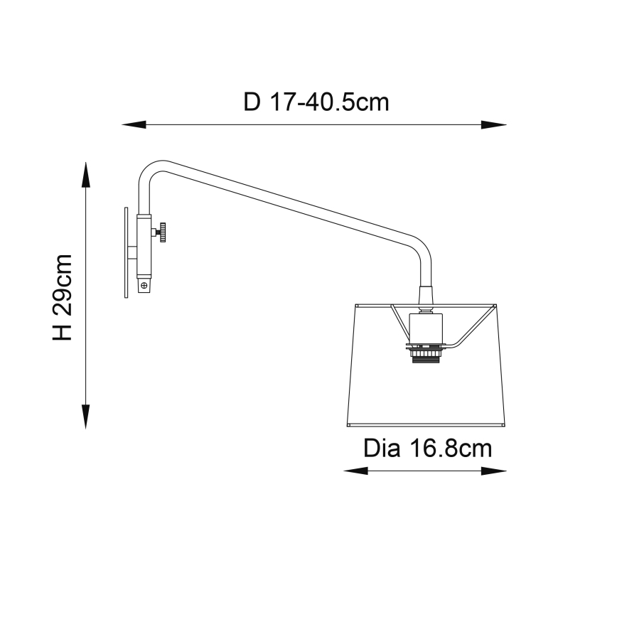 Endon 79500 - Zidna lampa CARLSON 1xE14/40W/230V, siva/crna