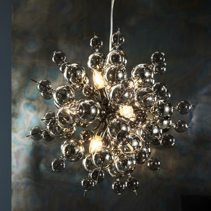 Endon 81583 - Luster na sajli JOULES 9xE14/7W/230V sjajni hrom/zadimljeno staklo