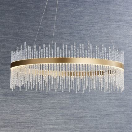 Endon 81908 - prigušiva LED luster na sajli ADRIEL LED/58W/230V 3000K, prečnik 70 cm, zlatna/prozirna