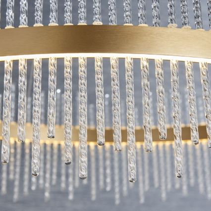 Endon 81908 - prigušiva LED luster na sajli ADRIEL LED/58W/230V 3000K, prečnik 70 cm, zlatna/prozirna