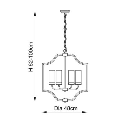 Endon 81914 - Luster na lancu EDREA 4xE14/6W/230V mesing