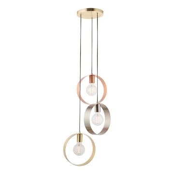 Endon 81922 - Luster na sajli HOOP 3xE27/40W/230V zlatna/bakarna/mat hrom