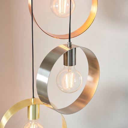 Endon 81922 - Luster na sajli HOOP 3xE27/40W/230V zlatna/bakarna/mat hrom