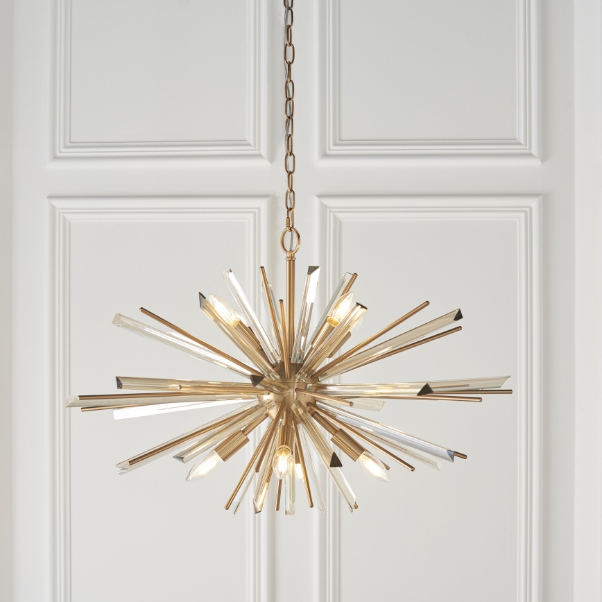 Endon 81935 - Zlatni luster na lancu 8xE14/40W/230V