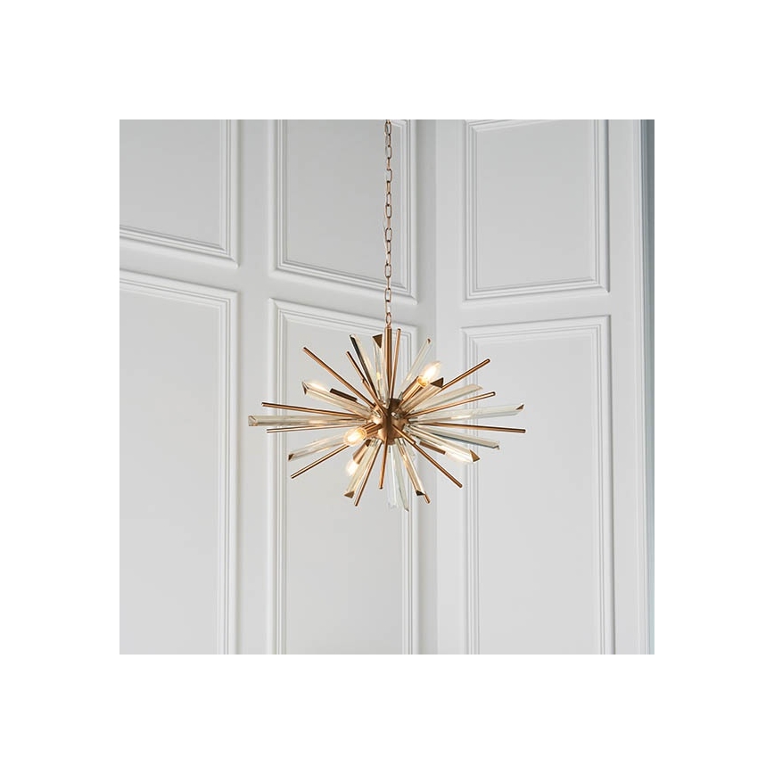 Endon 81936 - Zlatni luster na lancu 6xE14/40W/230V