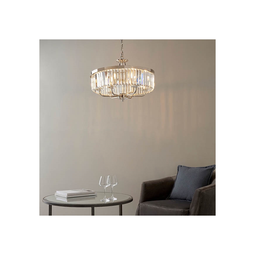 Endon 90263 - Luster na lancu CHESTERFIELD 6xE14/6W/230V prečnik 55 cm sjajni hrom