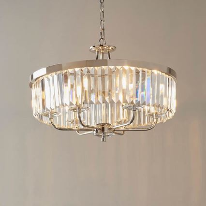 Endon 90263 - Luster na lancu CHESTERFIELD 6xE14/6W/230V prečnik 55 cm sjajni hrom