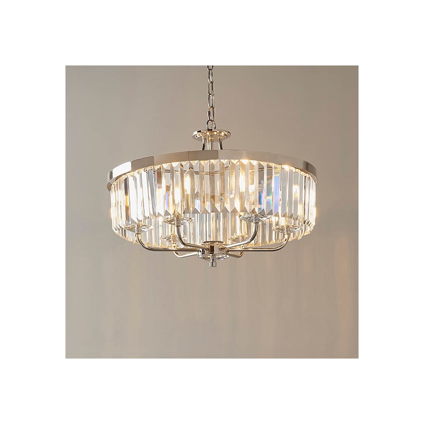 Endon 90263 - Luster na lancu CHESTERFIELD 6xE14/6W/230V prečnik 55 cm sjajni hrom