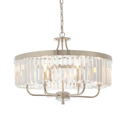 Endon 90263 - Luster na lancu CHESTERFIELD 6xE14/6W/230V prečnik 55 cm sjajni hrom
