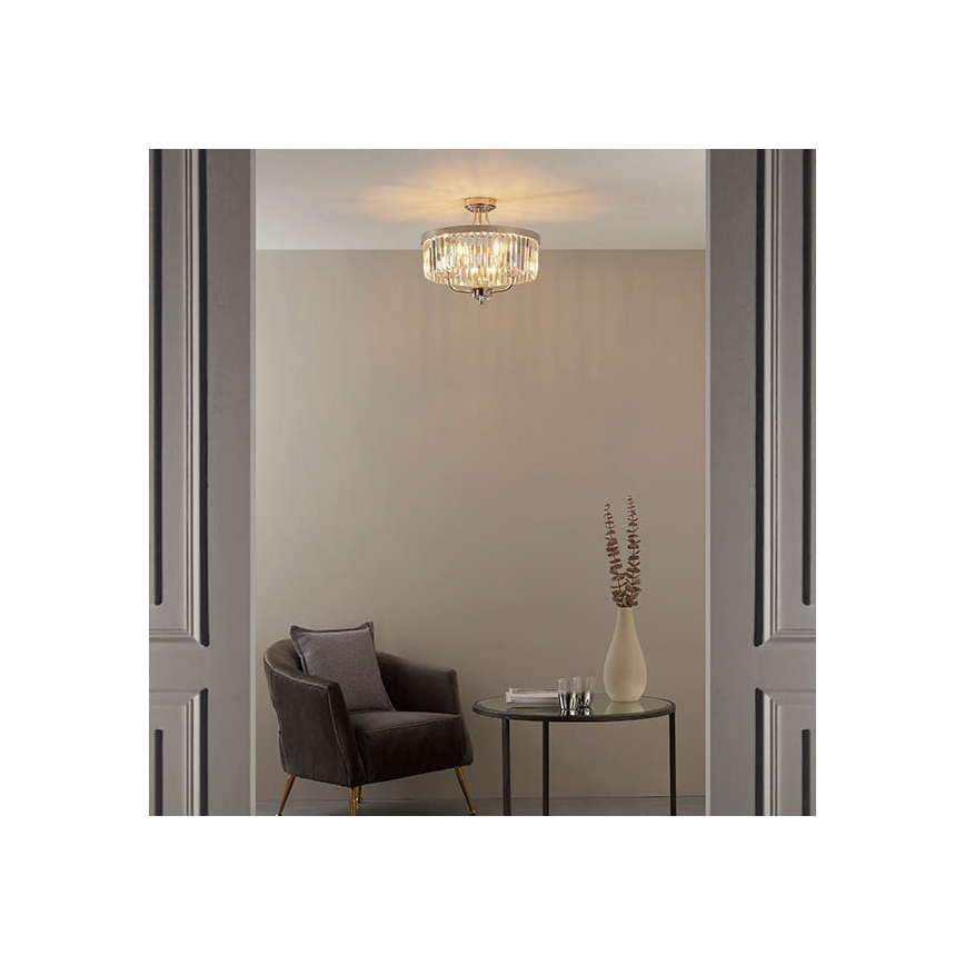Endon 90264 - Plafonski luster CHESTERFIELD 3xE14/6W/230V, prečnik 45 cm, sjajni hrom