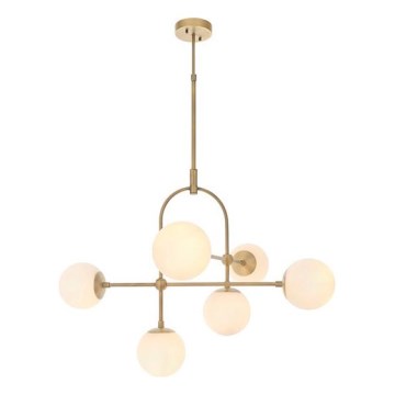 Endon 90842 - Luster na šipci ONTARIO 6xE14/7W/230V mesing/bela