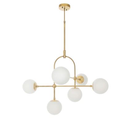 Endon 90842 - Luster na šipci ONTARIO 6xE14/7W/230V mesing/bela