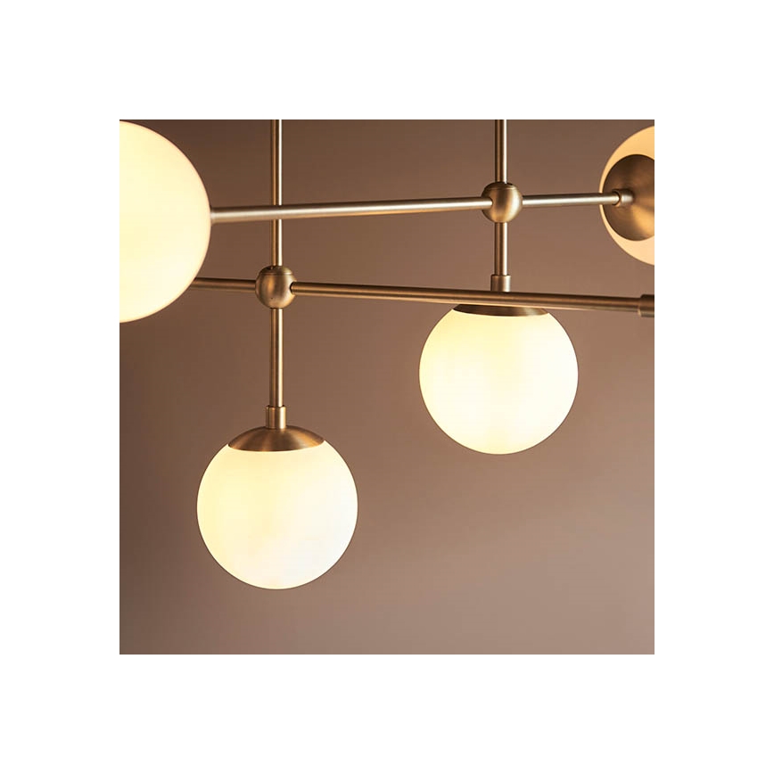 Endon 90842 - Luster na šipci ONTARIO 6xE14/7W/230V mesing/bela