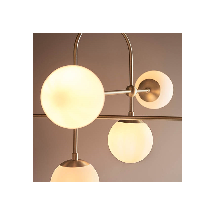 Endon 90842 - Luster na šipci ONTARIO 6xE14/7W/230V mesing/bela