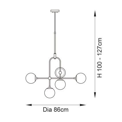 Endon 90842 - Luster na šipci ONTARIO 6xE14/7W/230V mesing/bela